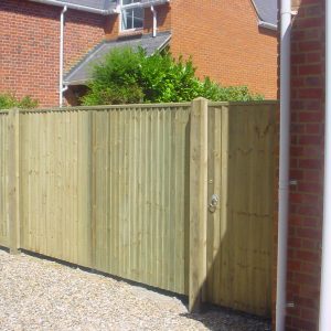 pair of close board gates with ped gate
